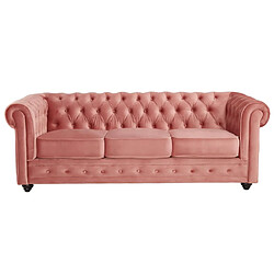 Vente-Unique Canapé 3 places CHESTERFIELD - Velours rose pastel