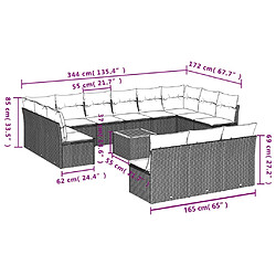 Avis vidaXL Salon de jardin avec coussins 14 pcs beige résine tressée