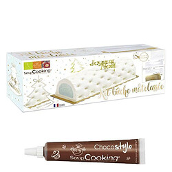 Scrapcooking Moule à bûche de Noël matelassée + 1 Stylo chocolat