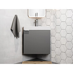 Vente-Unique Meuble lave-main d'angle suspendu gris mat - 56 cm - MANODO