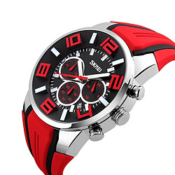 Wewoo Montre sport Mode multifonctionnel 3D à grand cadran montre-bracelet à quartz étanche (rouge)