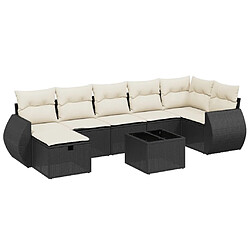 vidaXL Salon de jardin 8 pcs avec coussins noir résine tressée