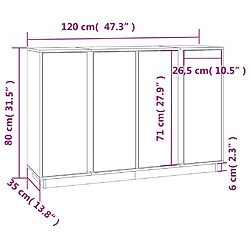 vidaXL Buffet Marron miel 120x35x80 cm Bois massif de pin pas cher