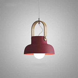 Wewoo Suspension luminaire Lustre Lampe Suspendue Grain de bois créatif simple personnalité restaurant tête étude chambre Macaron Bar petite sans source de lumièretaille L rouge