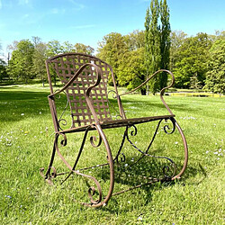 L'Héritier Du Temps Rocking Chair Louisiane Marron Chaise Fauteuil de Jardin à Bascule Intérieur Extérieur en Métal Patiné 60x80x89cm