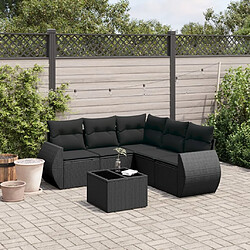 vidaXL Salon de jardin 6 pcs avec coussins noir résine tressée 