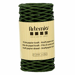 Artemio Fil de papier kraft vert bouteille 2mm x 25 m