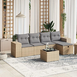 vidaXL Salon de jardin avec coussins 6pcs mélange beige résine tressée 