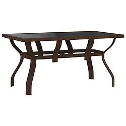 vidaXL Table de jardin Marron et noir 140x70x70 cm Acier et verre