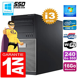 PC Tour DELL 7010 Core I3-2120 Ram 16Go Disque 240 Go SSD Wifi W7 · Occasion 