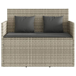 Acheter Maison Chic Banc de jardin avec coussins | Banquette de jardin | Chaise Relax gris clair résine tressée -MN50001