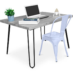 ICONIK INTERIOR Table de bureau Hairpin Gris 120x90 + Chaise Stylix Bleu gris