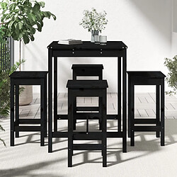 Avis Maison Chic Table de bar et chaises d'extérieur 5 pcs,Ensemble de bar de jardin pour relax noir bois de pin massif -GKD271701