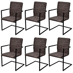 vidaXL Chaises à manger cantilever lot de 6 marron similicuir