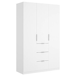 MIRAKEMUEBLE Armoire 3 portes et 3 tiroirs Essen White Brillance