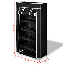 vidaXL Armoire à chaussures avec housse 58 x 28 x 106 cm Tissu Noir pas cher