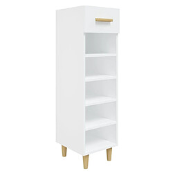 Maison Chic Armoire à chaussure 30x35x105 cm,Meuble à Chaussures Blanc brillant Bois ingénierie -MN72017