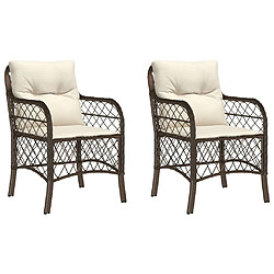 Maison Chic Lot de 2 Chaises de jardin avec coussins | chaises Relax d'extérieur marron résine tressée -GKD96985