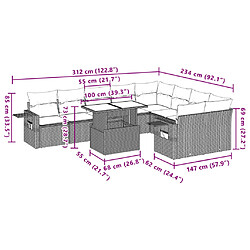 Acheter vidaXL Salon de jardin avec coussins 10 pcs gris résine tressée