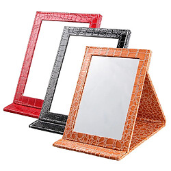 Avis Wewoo 2 PCS Carré Stand Cuir Maquillage Miroir Alligator Motif Portable Cosmetic MirrorMarronTaille M15x20.5x1.6CM