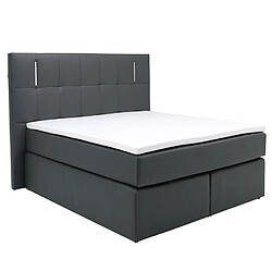 Acheter Vente-Unique Ensemble complet boxspring tête de lit avec leds + sommiers + matelas + surmatelas - 160 x 200 cm - Simili - Anthracite - BILBAO de YSMÉE