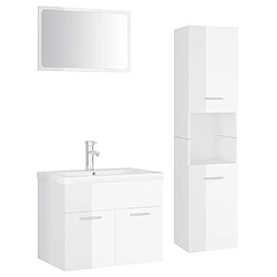 vidaXL Ensemble de meubles de salle de bain Blanc brillant Aggloméré