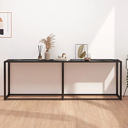 vidaXL Table console Marbre noir 220x35x75,5 cm Verre trempé