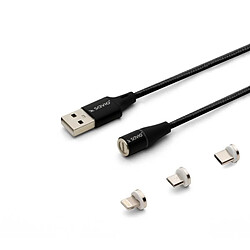 Savio CL-152 câble USB 1 m USB 2.0 USB C Micro USB A/Lightning Noir 