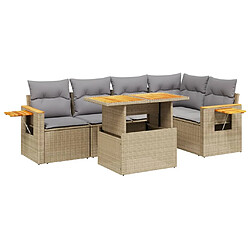 vidaXL Salon de jardin avec coussins 6 pcs beige résine tressée