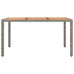 Avis Maison Chic Table de jardin | Table d'extérieur et dessus en bois Gris Résine tressée et acacia -GKD61683