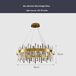 Universal Lustre en cristal de luxe léger de 60cm, lumière en cristal simple de 30W pour la salle à manger et le salon, lumière rouge nette pour la cage d'escalier de la chambre à coucher de la villa