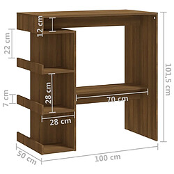 vidaXL Table de bar étagère de rangement chêne marron bois ingénierie pas cher