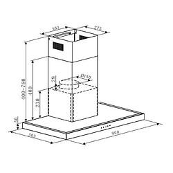 Hotte décorative murale 90cm 69db 645m3/h inox - ah2439 - AMICA