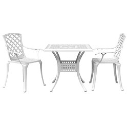 vidaXL Ensemble de bistro 3 pcs blanc aluminium coulé