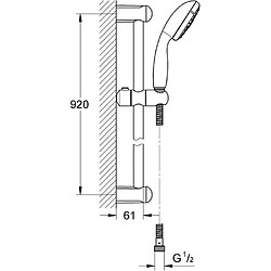 GROHE Ensemble de douche 3 jets Tempesta 100 28789002 - Barre de douche 90 cm - Limiteur de débit - Anti-calcaire - Chrome