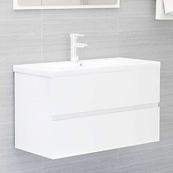 vidaXL Armoire d'évier lavabo intégré blanc brillant bois d'ingénierie 