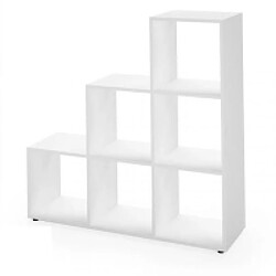 Mpc Etagère Escalier 6 Compartiments Blanc (lxhxp): 104,5 X 107,5 X 29 Cm