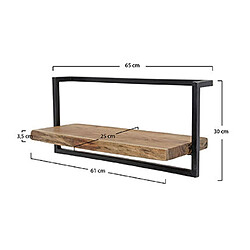 Avis Mes Etagère murale 65x25x30 cm en acacia massif et métal - ALONG