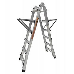 Secury-T Échelle articulée et télescopique pliante en aluminium 4x6 marches 6,04m + 2 tablettes