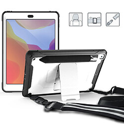 Support pliant Housse de protection TPU + PC Housse pour IPad 10,2 pouces 2019 avec sangle blanc