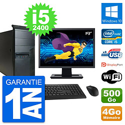 PC Tour Lenovo M91p Ecran 19" Intel i5-2400 RAM 4Go Disque 500Go Windows 10 Wifi - Occasion