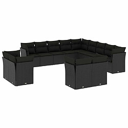 Maison Chic Salon de jardin avec coussins 13 pcs | Ensemble de Table et chaises | Mobilier d'Extérieur noir résine tressée -GKD40402