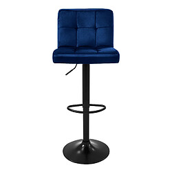 Tabouret de bar, lot de 2, bleu, revêtement velours, dossier et repose-pieds réglables en hauteur 63-83cm ML-Design