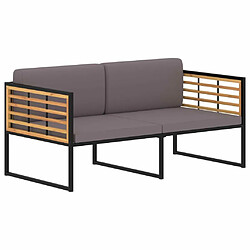 Maison Chic Banc de jardin avec coussins | Banquette de jardin | Chaise Relax 136 cm Bois d'acacia Gris foncé -MN42318