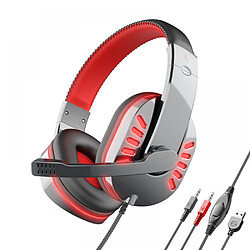 General Casque de jeu USB Pro pour casque à son surround PC-3D avec microphone antibruit, casque de jeu filaire léger, coussinets d'oreille en mousse à mémoire de forme lumières RVB pour ordinateurs portables.(rouge)