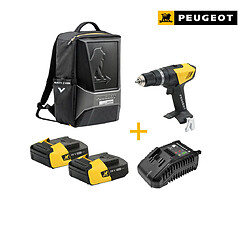 Pack Perceuse PEUGEOT ENERGYDRILL-18V20 - 2 batteries 18V 2.0Ah - 1 chargeur - sac à dos ORIGINS 250312-250300