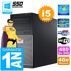 PC Tour DELL 7010 Core I5-2400 Ram 4Go Disque 480 Go SSD Graveur DVD Wifi W7 · Occasion 