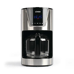 Avis Livoo Cafetière programmable Machine à café INOX GRISE 900W 12-tasses-minuteur LCD de 24-heures-acier inoxydable haute qualité