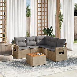 vidaXL Salon de jardin avec coussins 6 pcs beige résine tressée