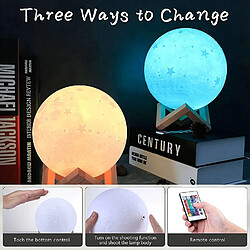 Universal Lumière de lune 3D 20 cm 16 couleurs, écran tactile rechargeable USB Lune lumineuse RGB motif étoile Chambre à coucher Salon Café Anniversaire Cadeau de Noël, (blanc)